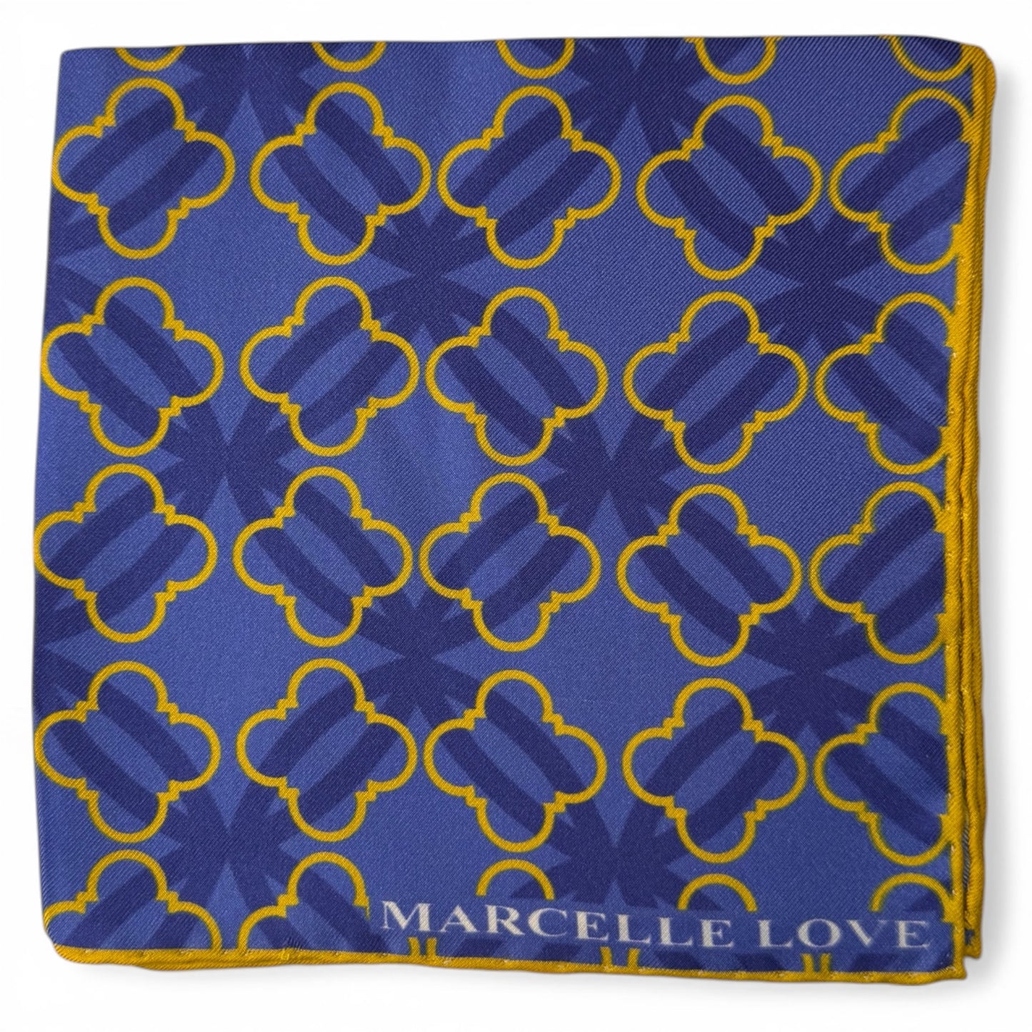 HANDROLLED POCKET FLORAL PATTERN - BLUE / GOLD