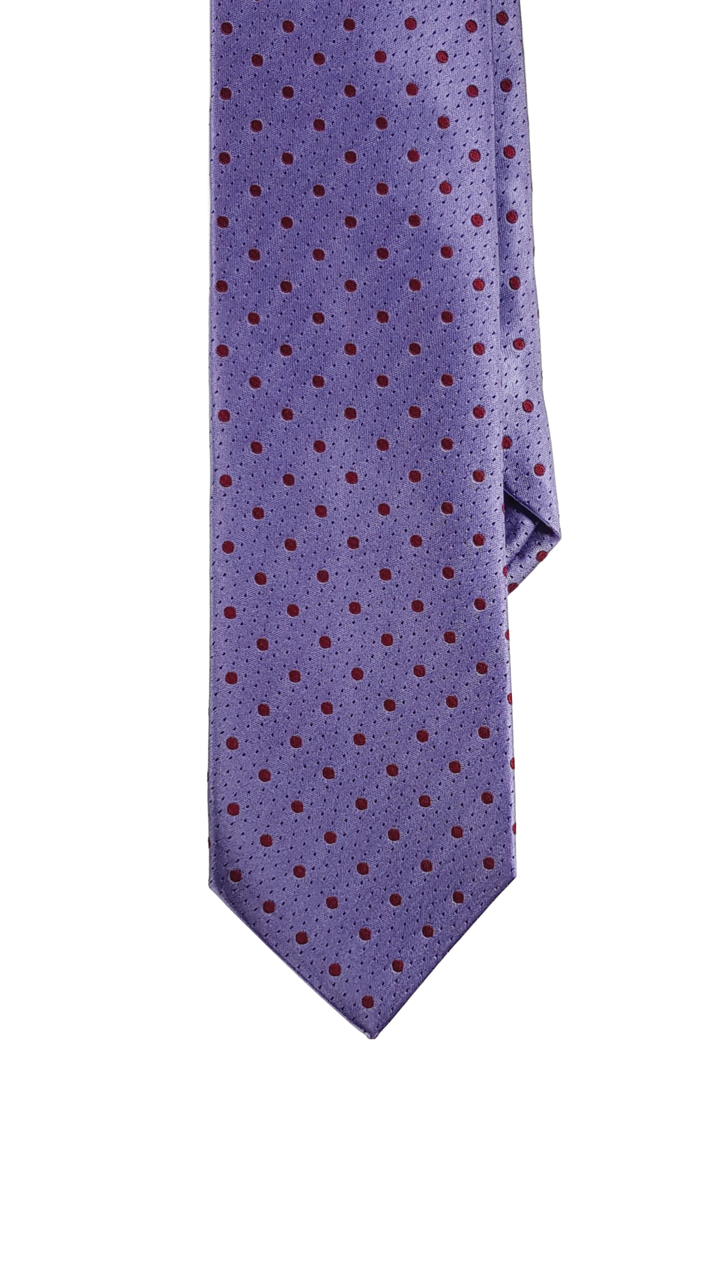 A blue and orange dotted modern silk tie.