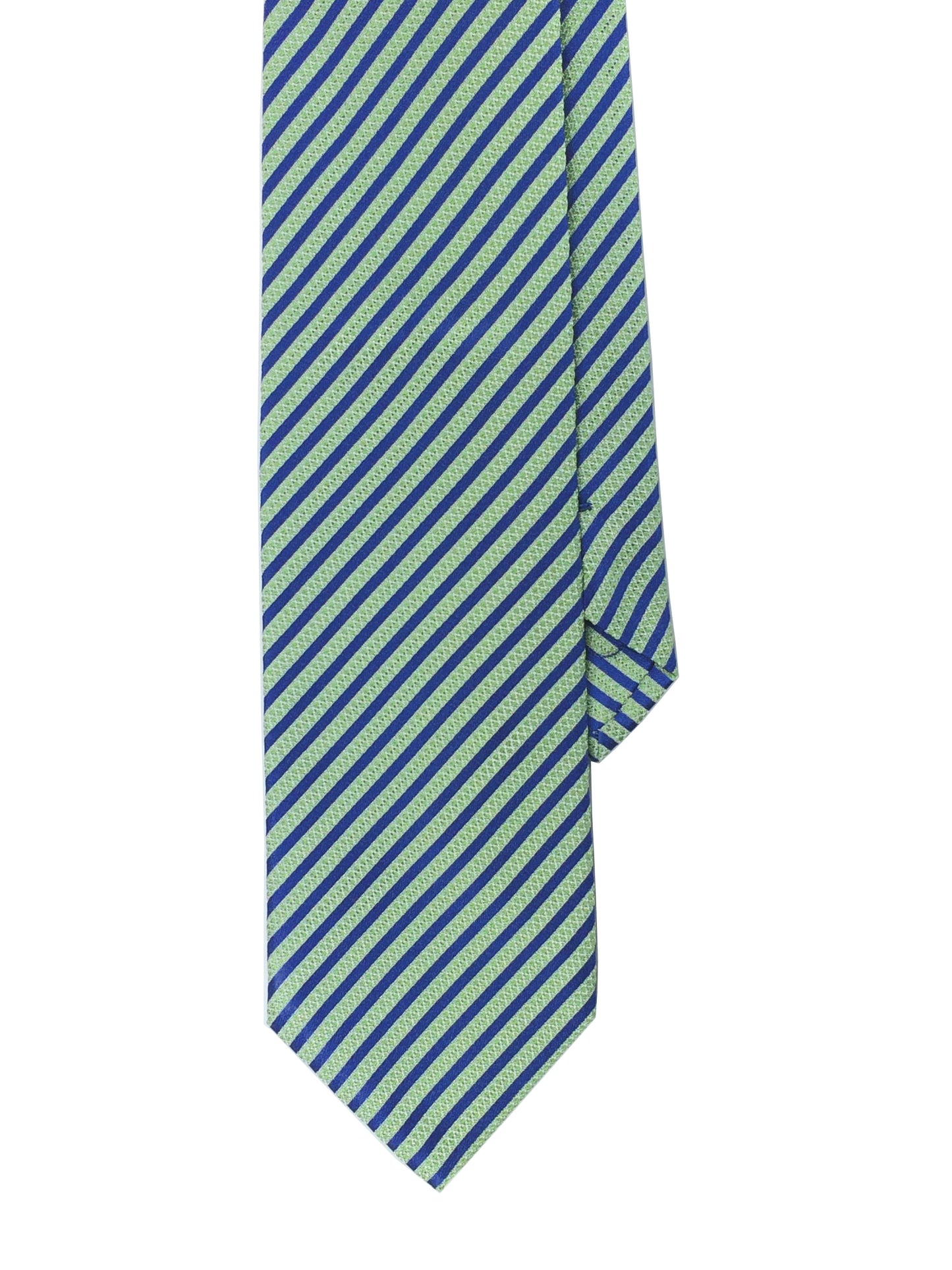 Green and blue woven silk stripe tie