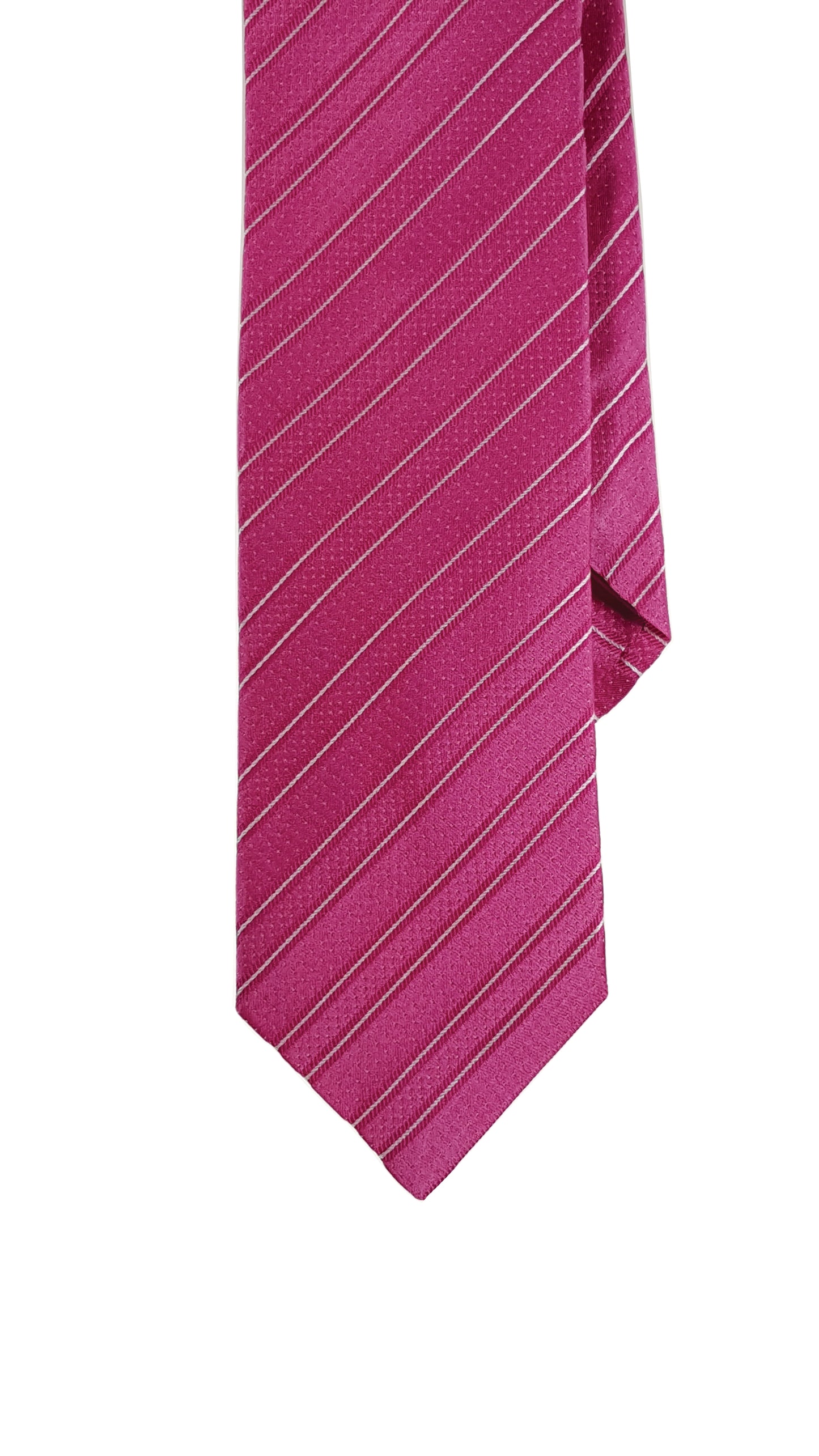 Pink modern silk necktie with a visible stripe pattern