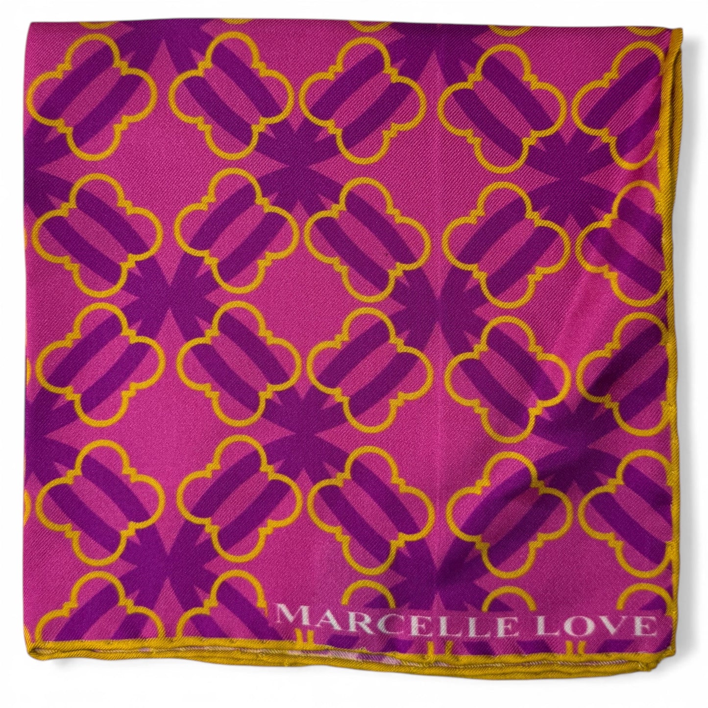 HANDROLLED POCKET FLORAL PATTERN - PINK / BLUE / GOLD