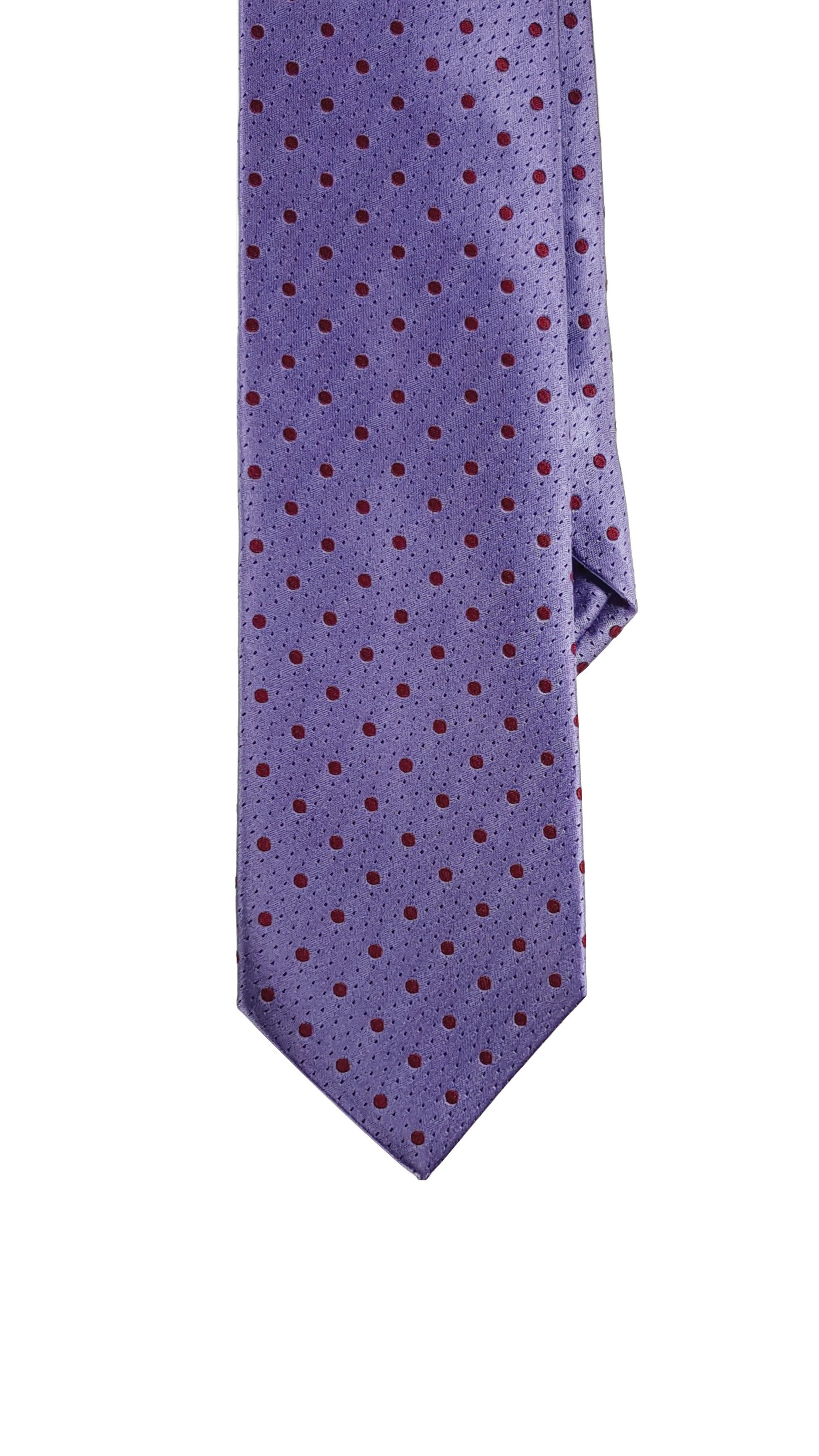 A blue and orange dotted modern silk tie.
