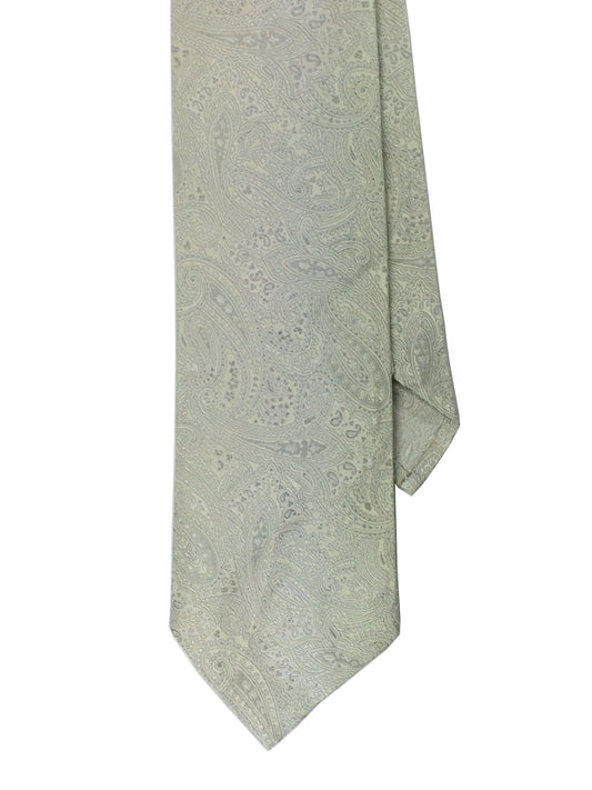 A egg shell  paisley pattern 7-fold necktie.