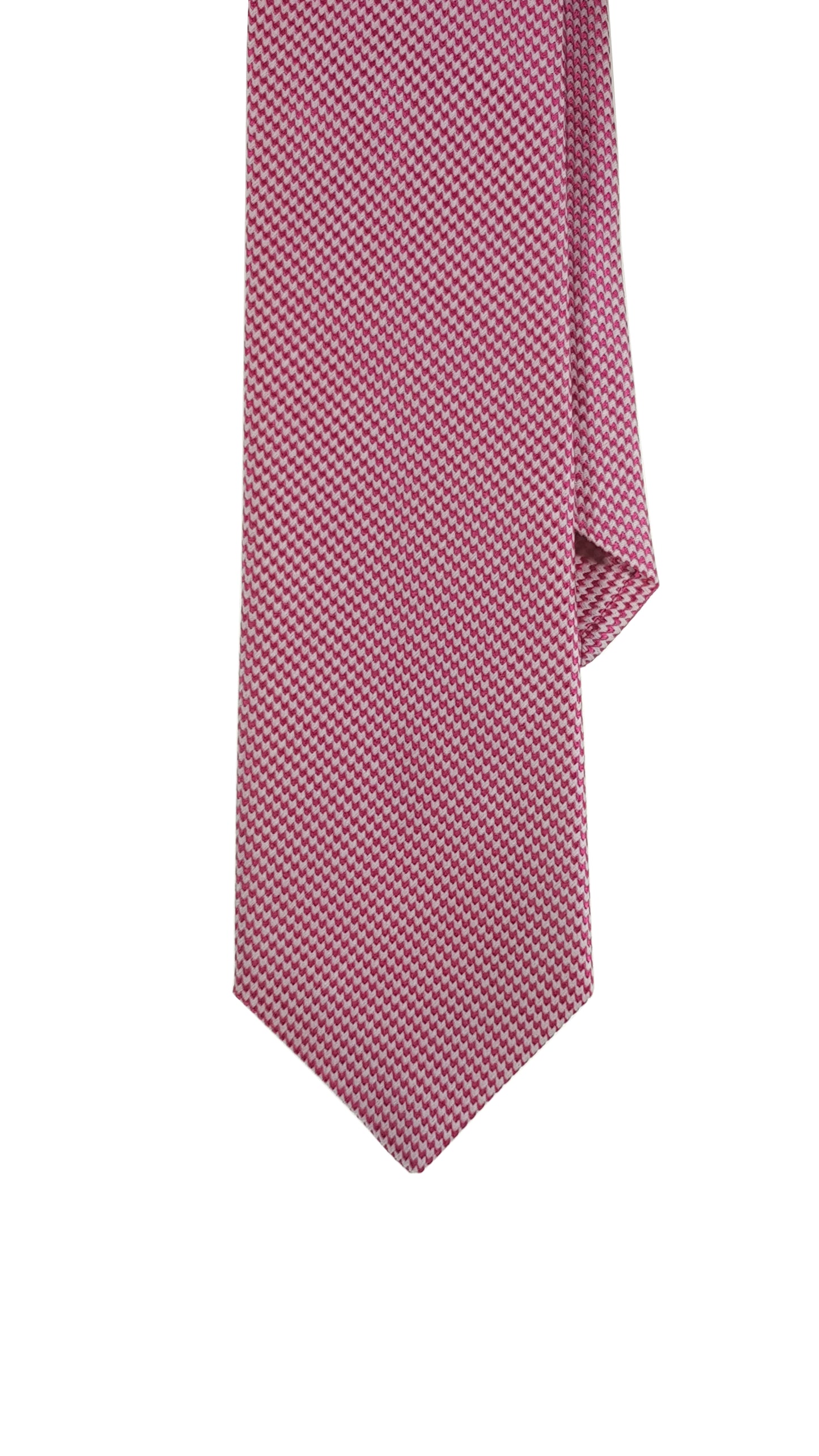 A modern pink houndstooth silk tie 