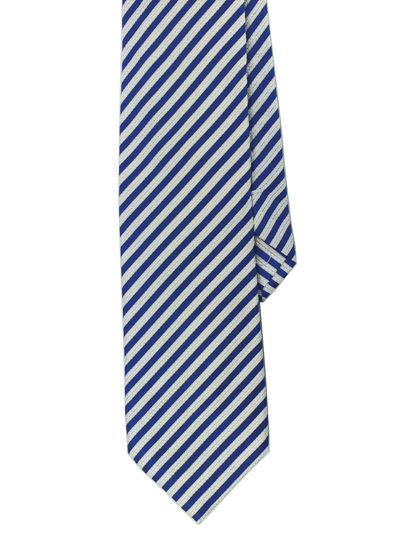 Navy Blue and white woven silk stripe tie
