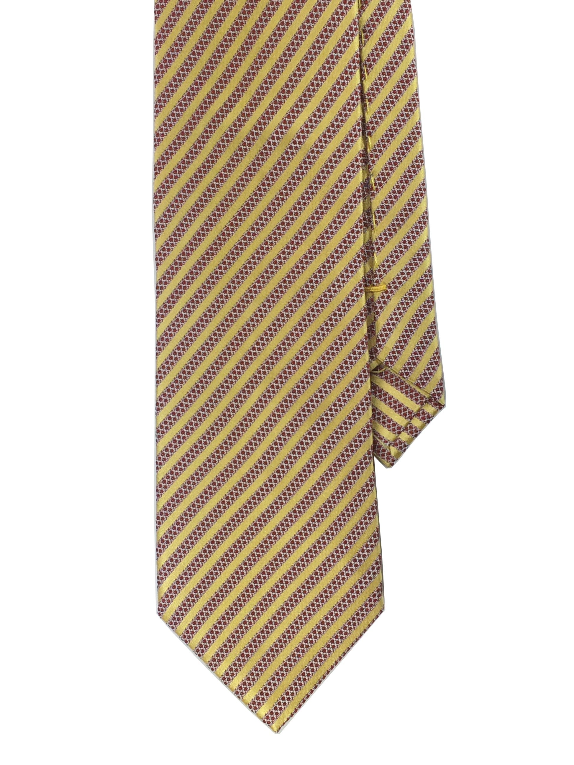 Yellow and red woven silk stripe tie
